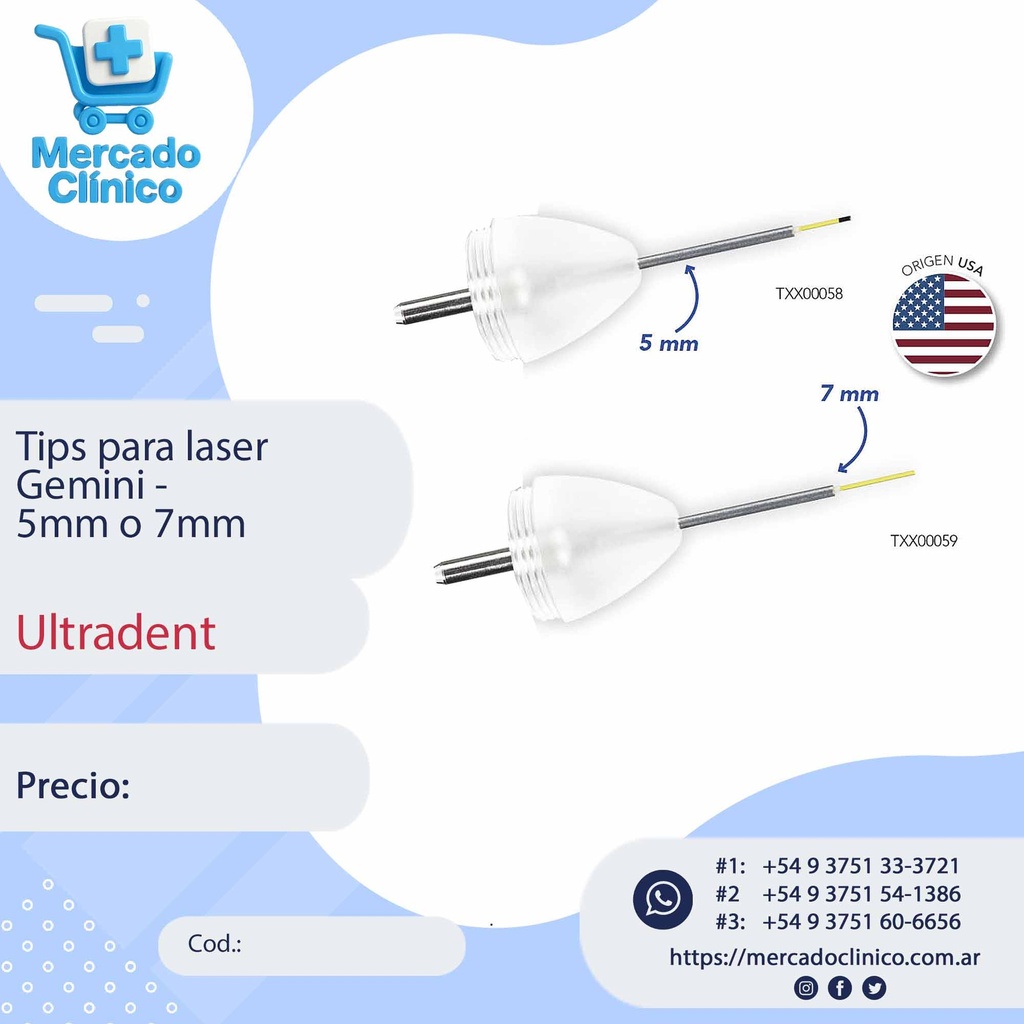 Tips para laser Gemini -   5mm o 7mm - Ultradent