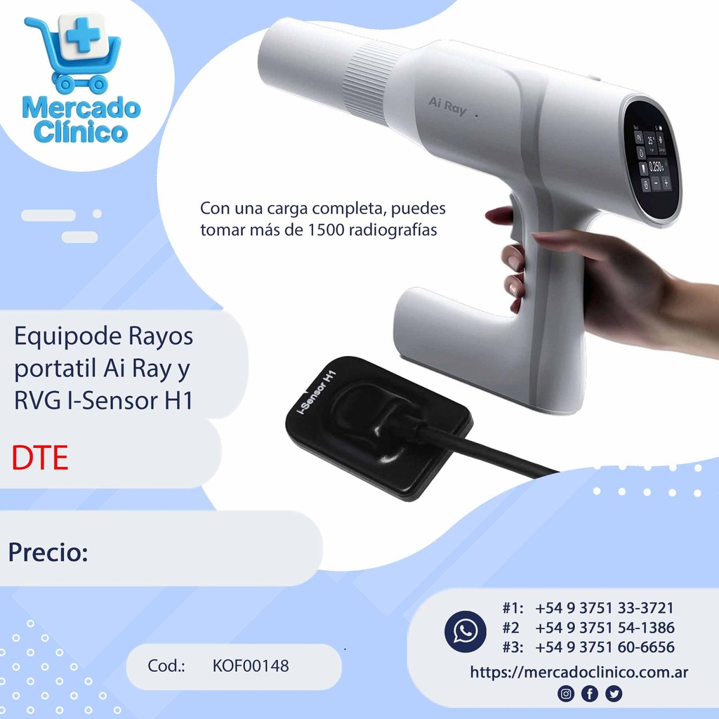 Equipo de Rayos  portatil Ai Ray - DTE y RVG I-SENSOR H1 - DTE