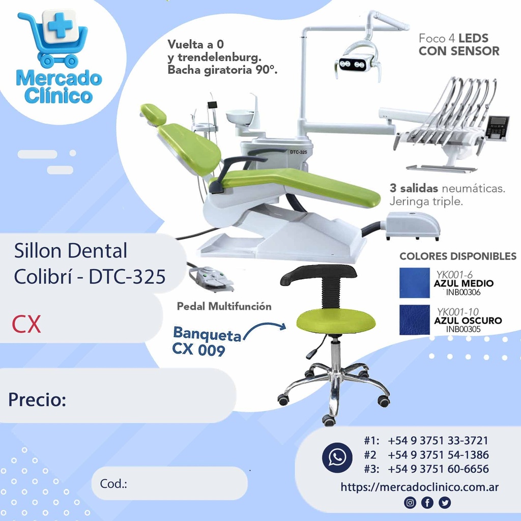 Sillon equipo Dental   DTC-325- Colibrí - Cx 