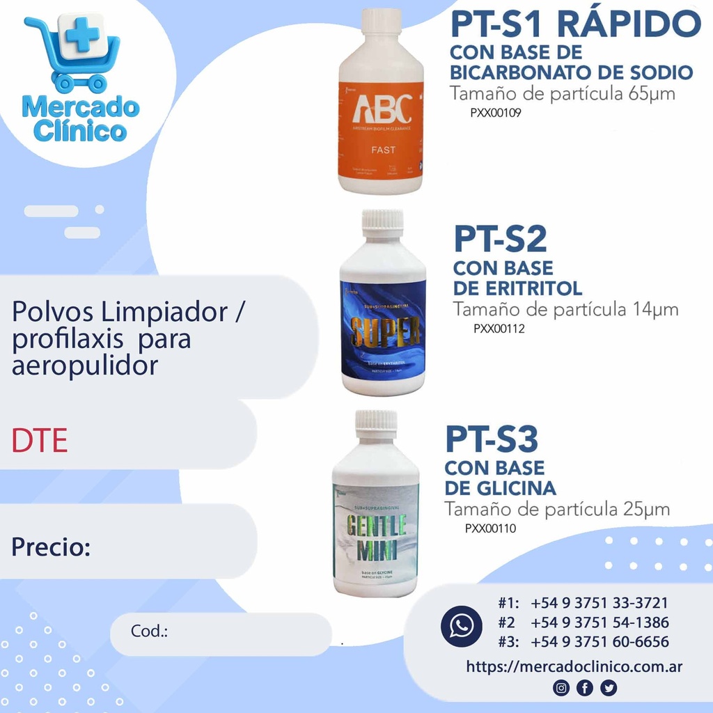 Polvos Limpiador /  profilaxis  para   aeropulidor - DTE