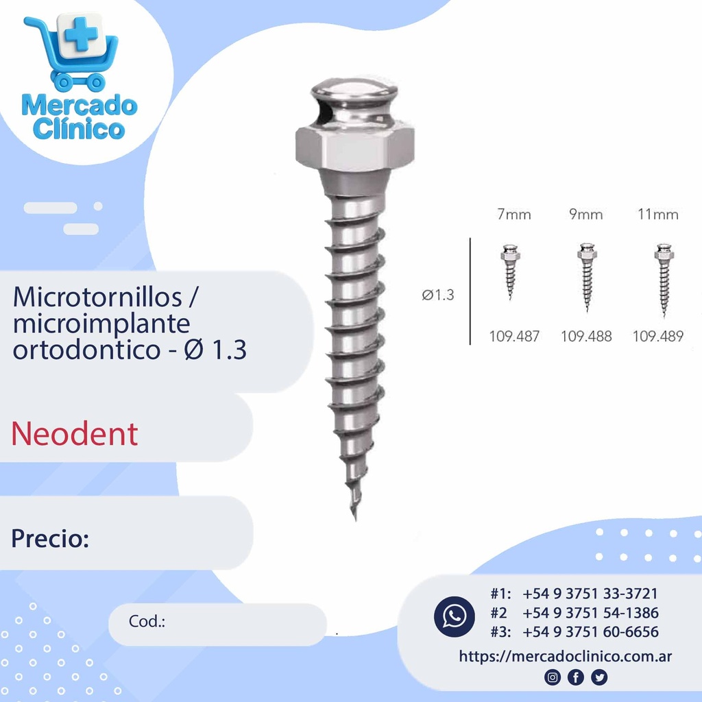 Microtornillos /  microimplante ortodontico - Ø 1.3 - Neodent