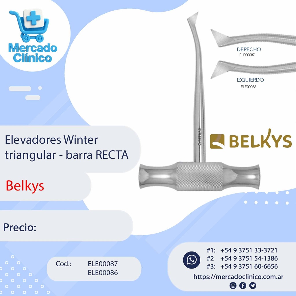 Elevadores Winter  triangular - barra RECTA - Belkys