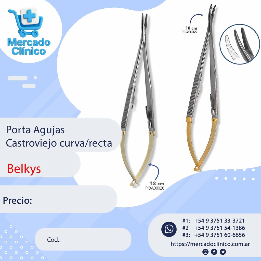 Porta Agujas Castroviejo 18 cm - Belkys