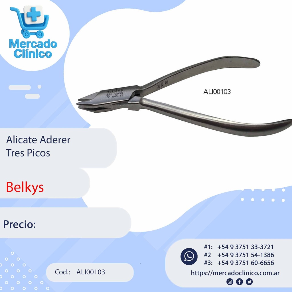 Alicate de ortodoncia Aderer tres picos