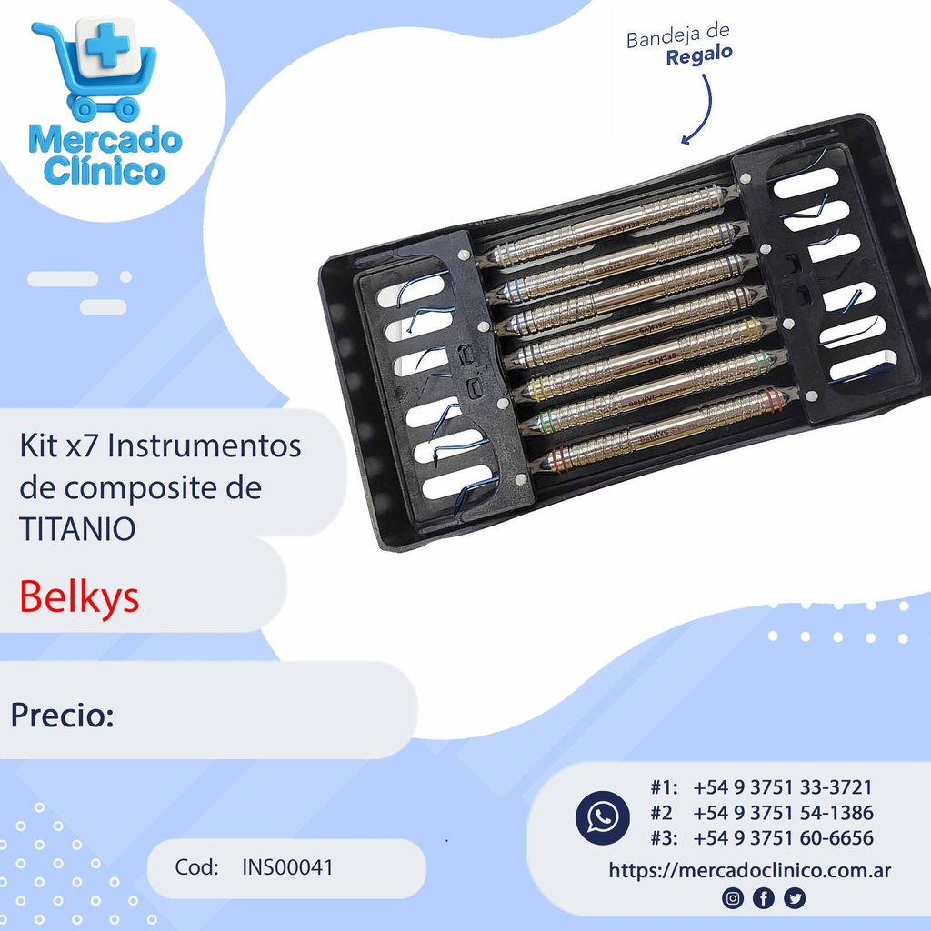 Kit x 7 Instrumentos ( Espatulas) de Composite + Bandeja - Belkys