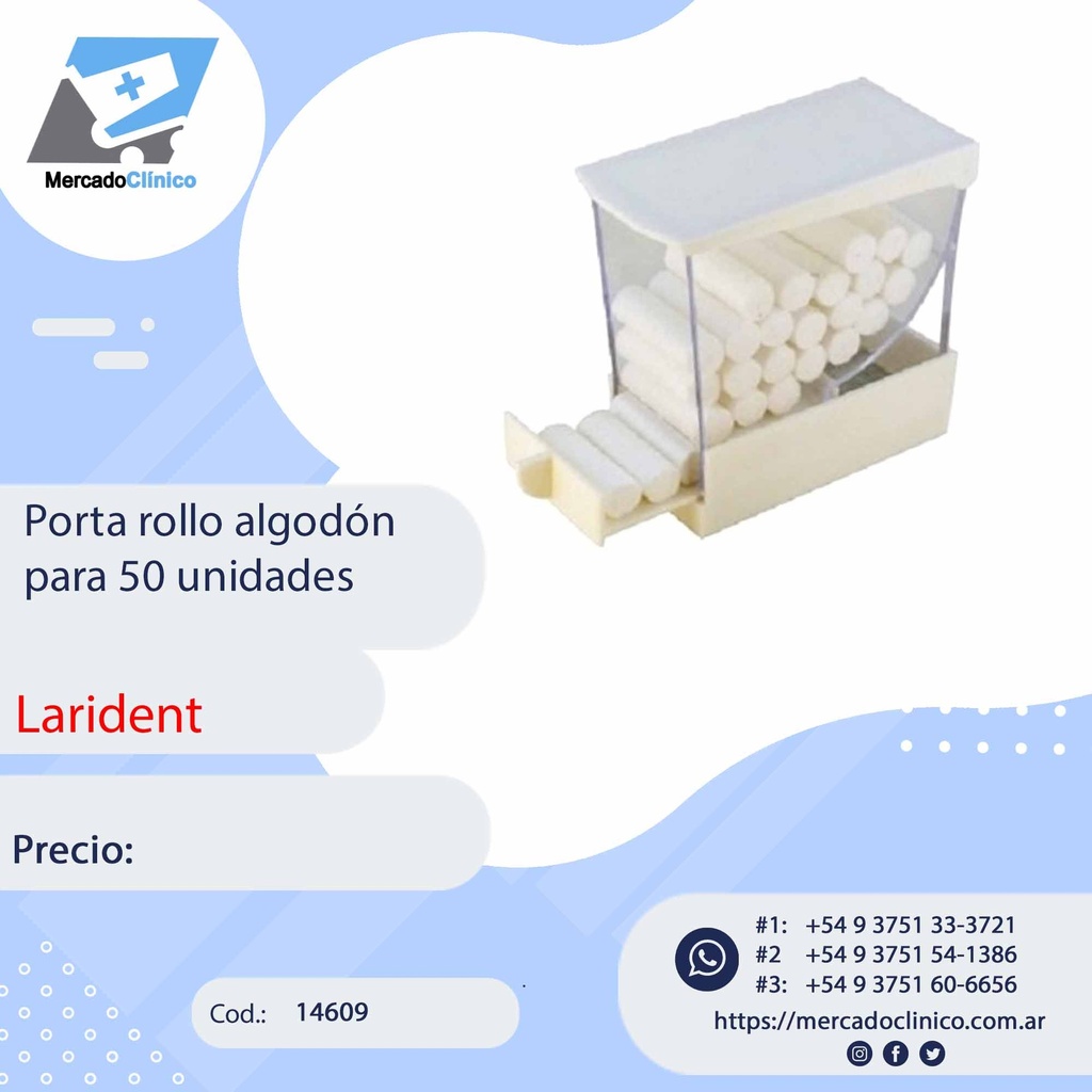 Porta rollo algodón para 50 unidades - Larident