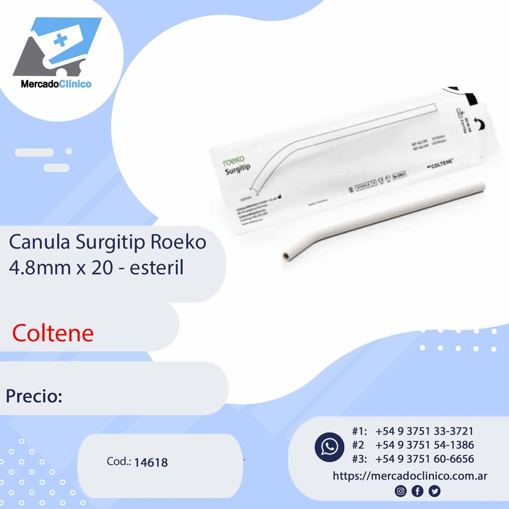 Canula SURGITIP ROEKO 4.8MM X20 esteril - COLTENE