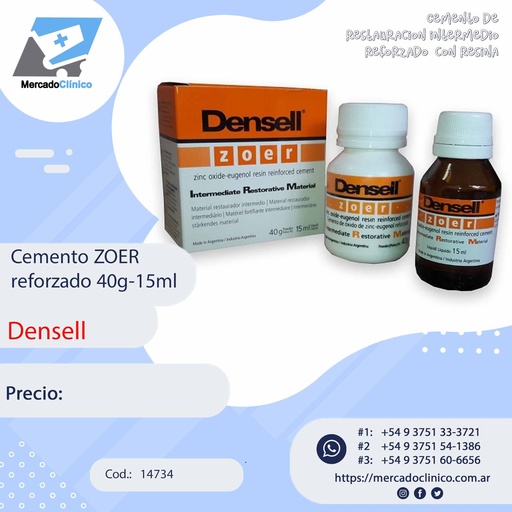 Cemento ZOER reforzado 40g-15ml - Densell