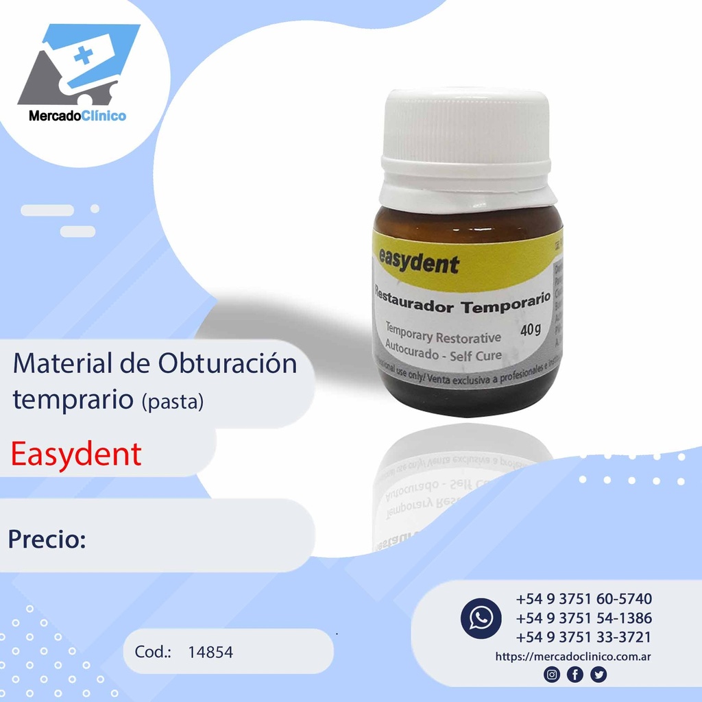 Material / RESTAURADOR de Obturación temporario Guta (pasta) - Easydent 