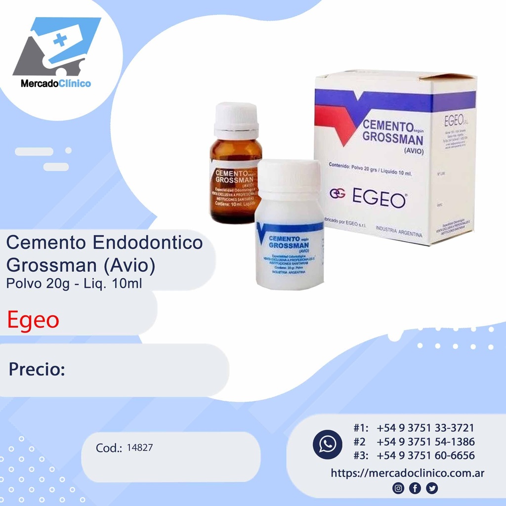 Cemento Endodontico Grossman (avio) Polvo / Liquido - Egeo