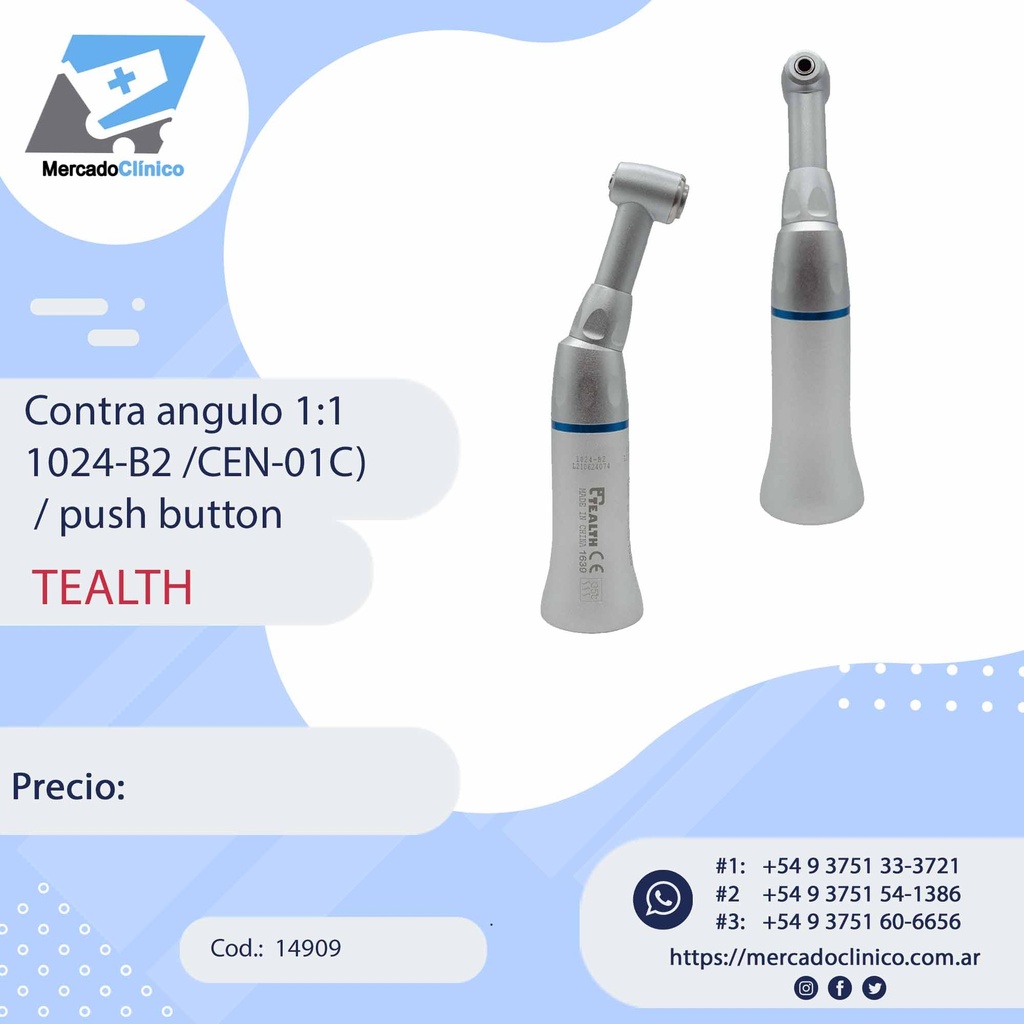 Contra angulo 1:1 1024-B2 (CEN-01C) / push button - TEALTH