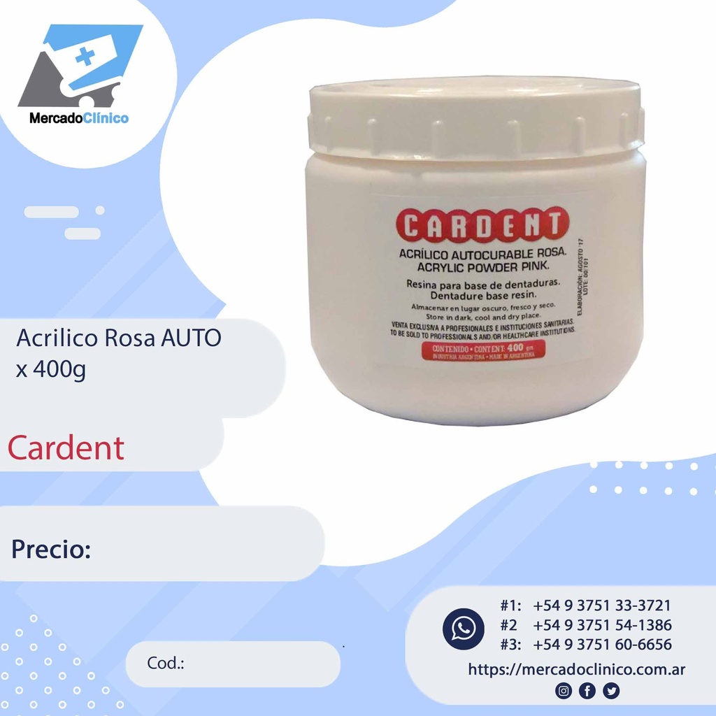 Acrilico ROSA auto - 400g - Cardent