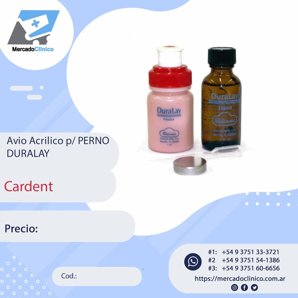 Avio Acrilico p / perno DURALAY - Reliance