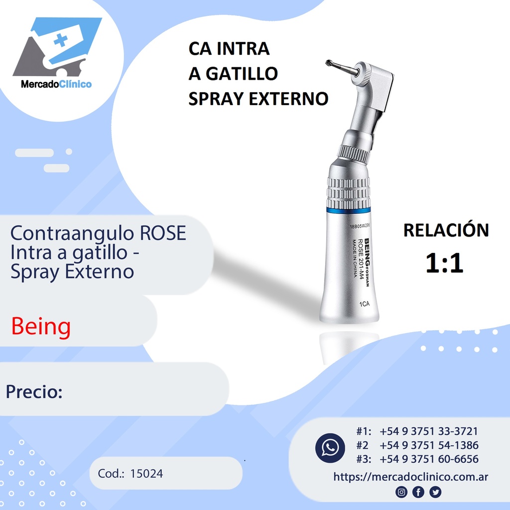 Contraangulo ROSE Intra a gatillo - 1:1 - Spray Externo - Being