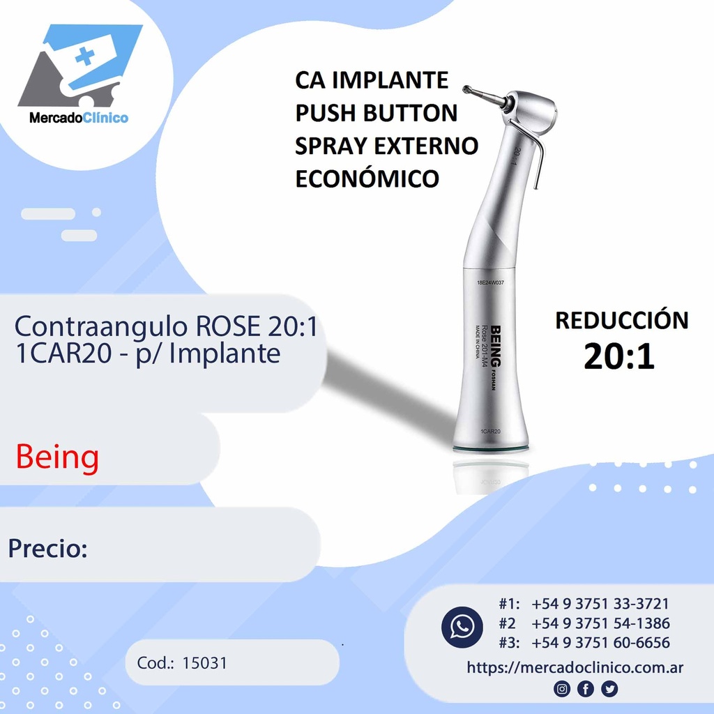 Contraangulo ROSE 20:1 1CAR20 - p/ Implante - Being
