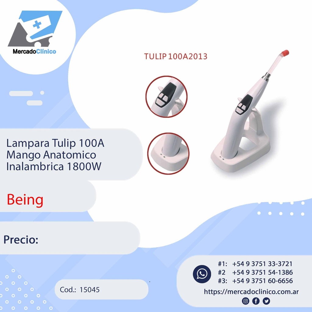 Lampara Tulip 100A  Mango Anatomico Inalambrica 1800W - Being