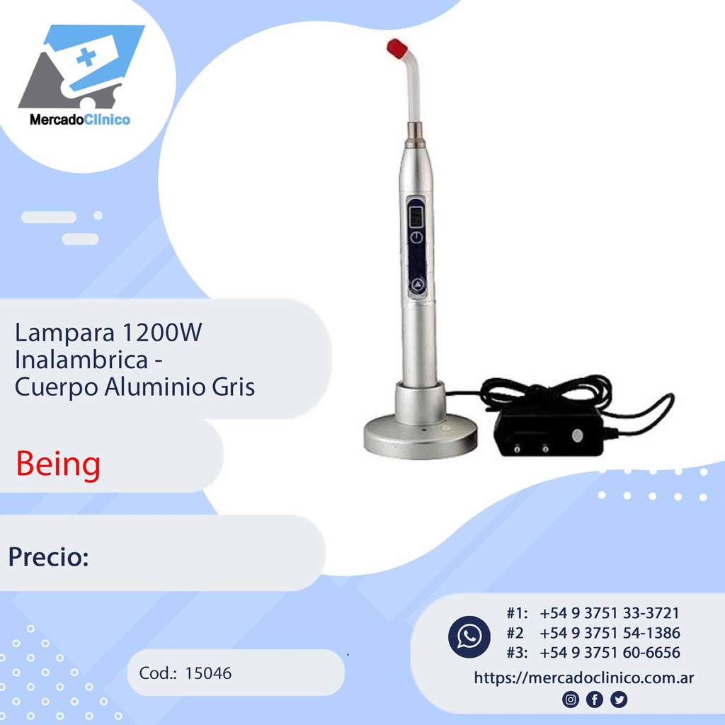 Lampara 1200W  Inalambrica -  Cuerpo Aluminio Gris - Being