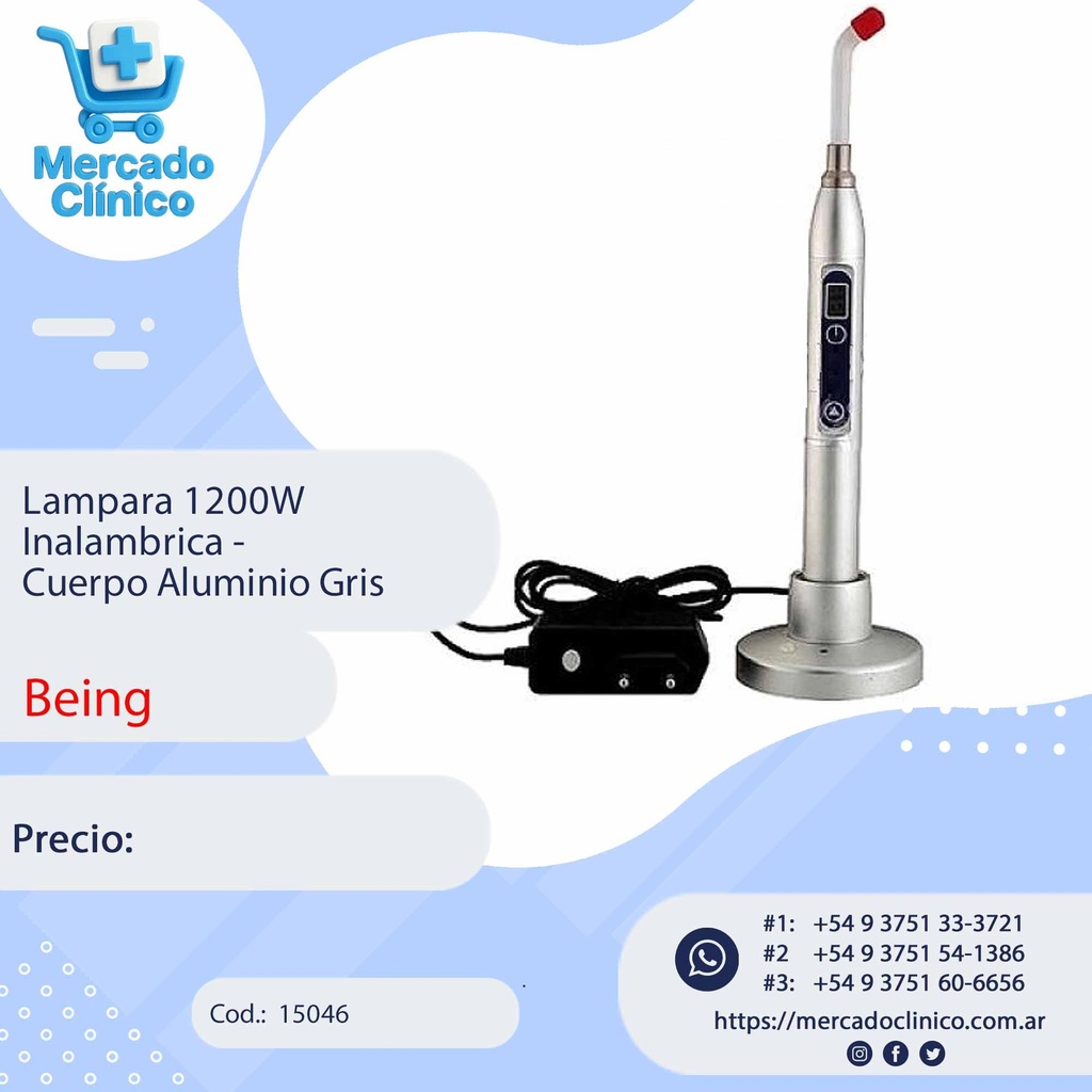 Lampara Tulip 100A - 1200W  Inalambrica -  Cuerpo Aluminio Gris - Being