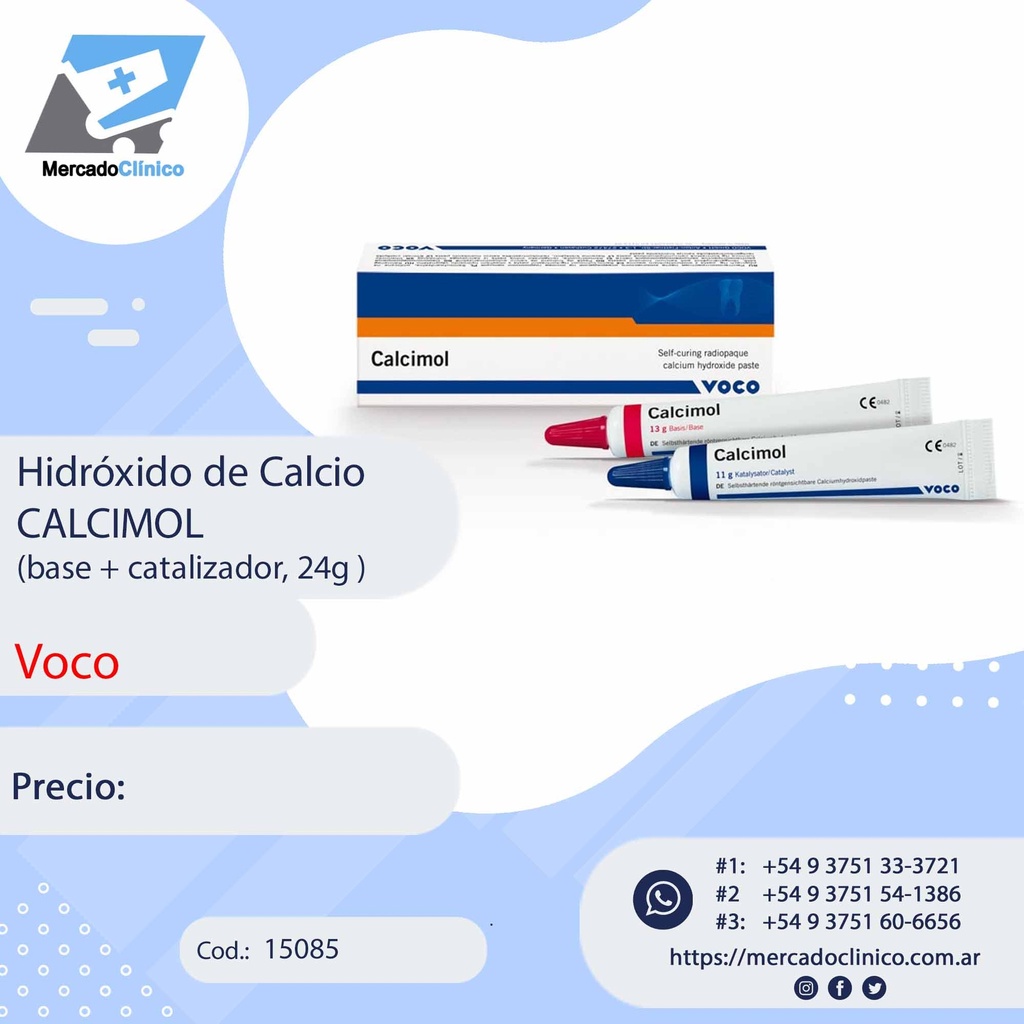 Cemento Hidróxido de Calcio CALCIMOL (base + catalizador, 24g ) - VOCO
