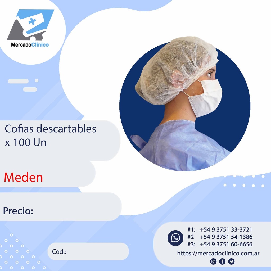 Cofias descartables x 100 unidades