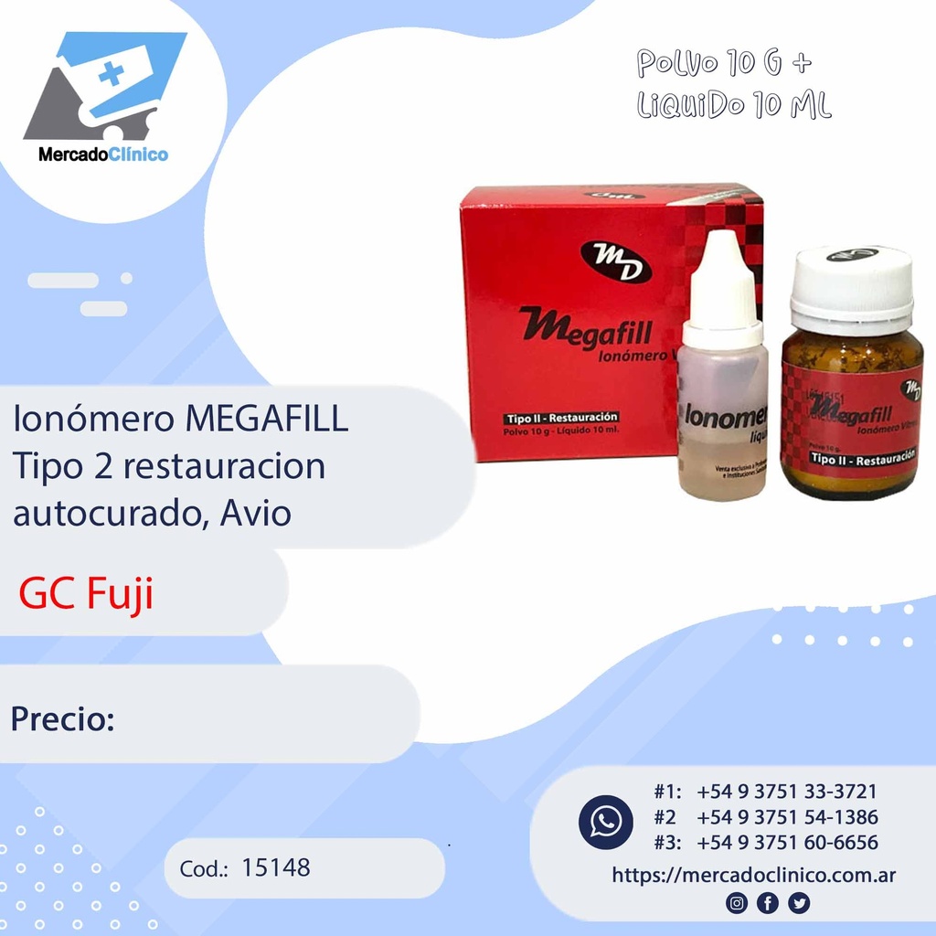 Ionómero MEGAFILL Tipo 2 restauracion autocurado, Avio -MD