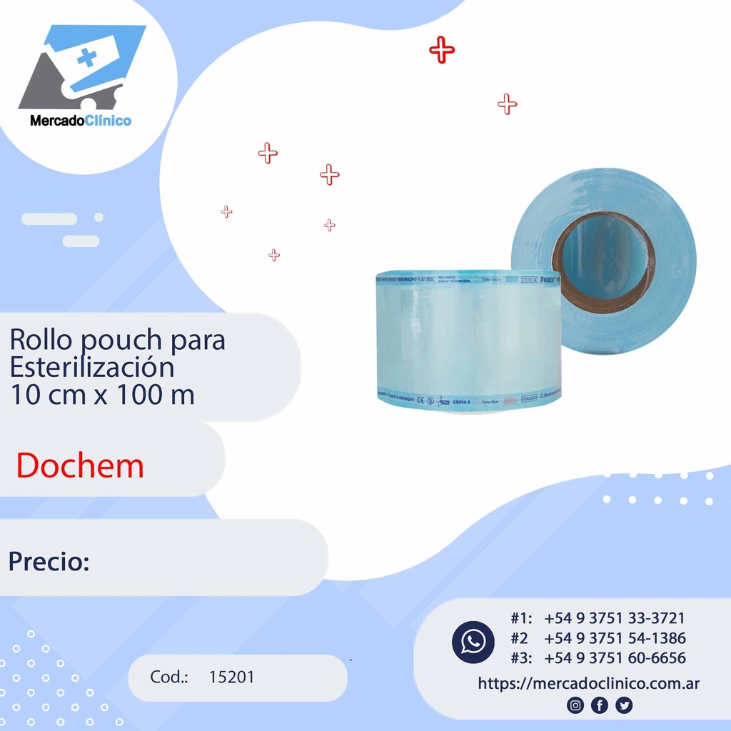 Rollo pouch para  Esterilización  10 cm x 100 m - Dochem