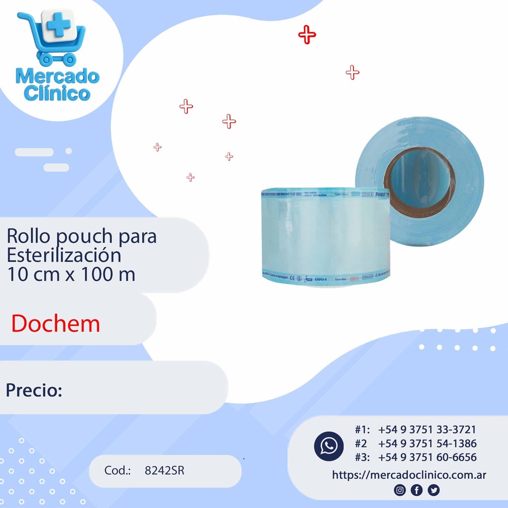Rollo pouch para  Esterilización  10 cm x 100 m - Dochem