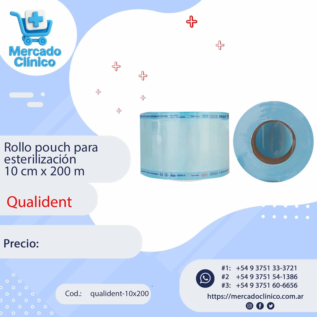 Rollo pouch para  esterilización  10 cm x 200 m - QUALIDENT