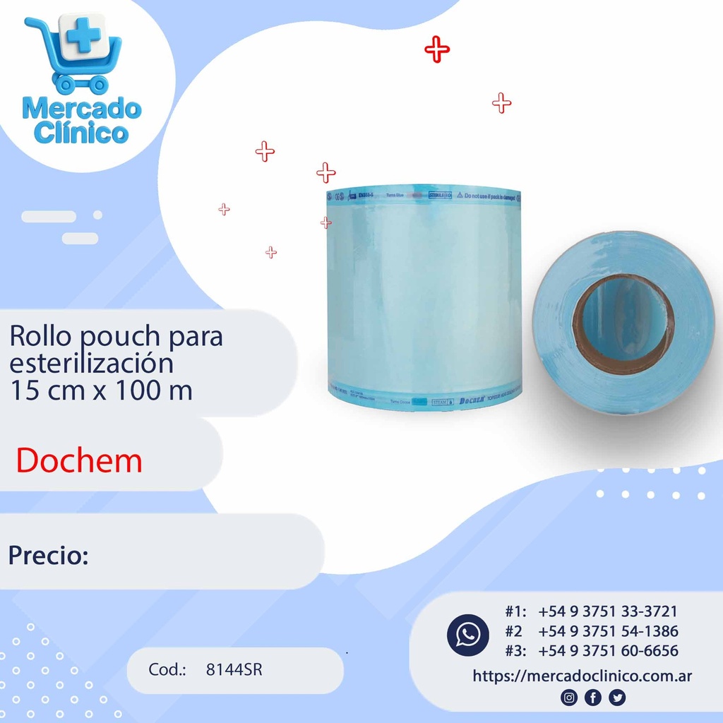 Rollo pouch para esterilización 15 cm x 100 m - DOCHEM