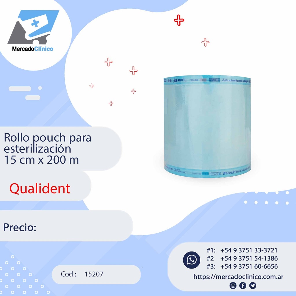 Rollo pouch para  esterilización  15 cm x 200 m - QUALIDENT