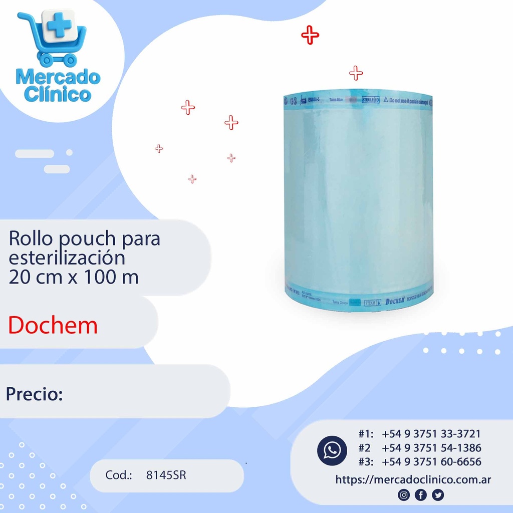 Rollo pouch para esterilización 20 cm x 100 m. DOCHEM