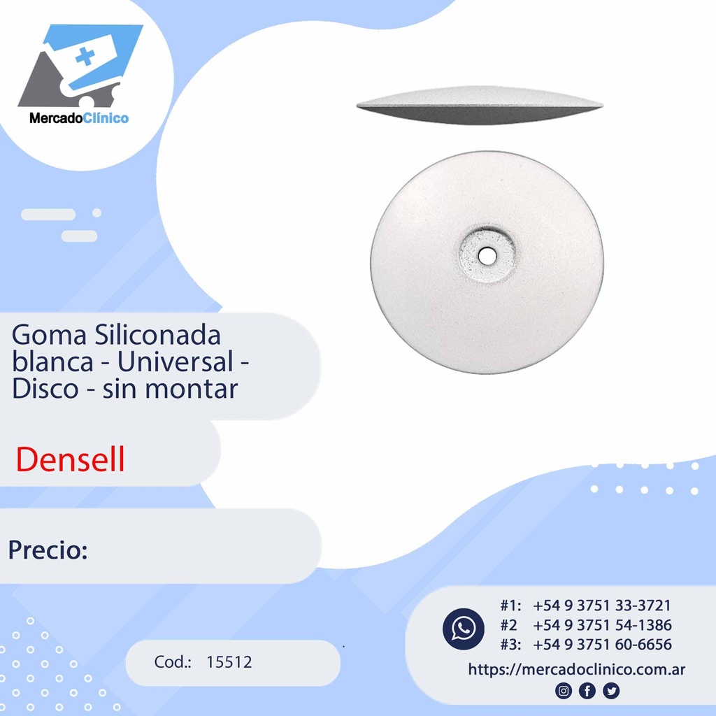 Goma siliconada blanca - Universal - Disco sin montar - DENSELL