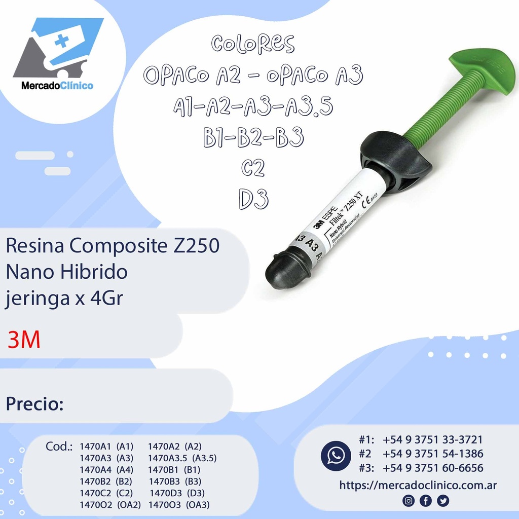 Composite FILTEK Z250XT NANO hibrida - Jeringa 3grs - 3M