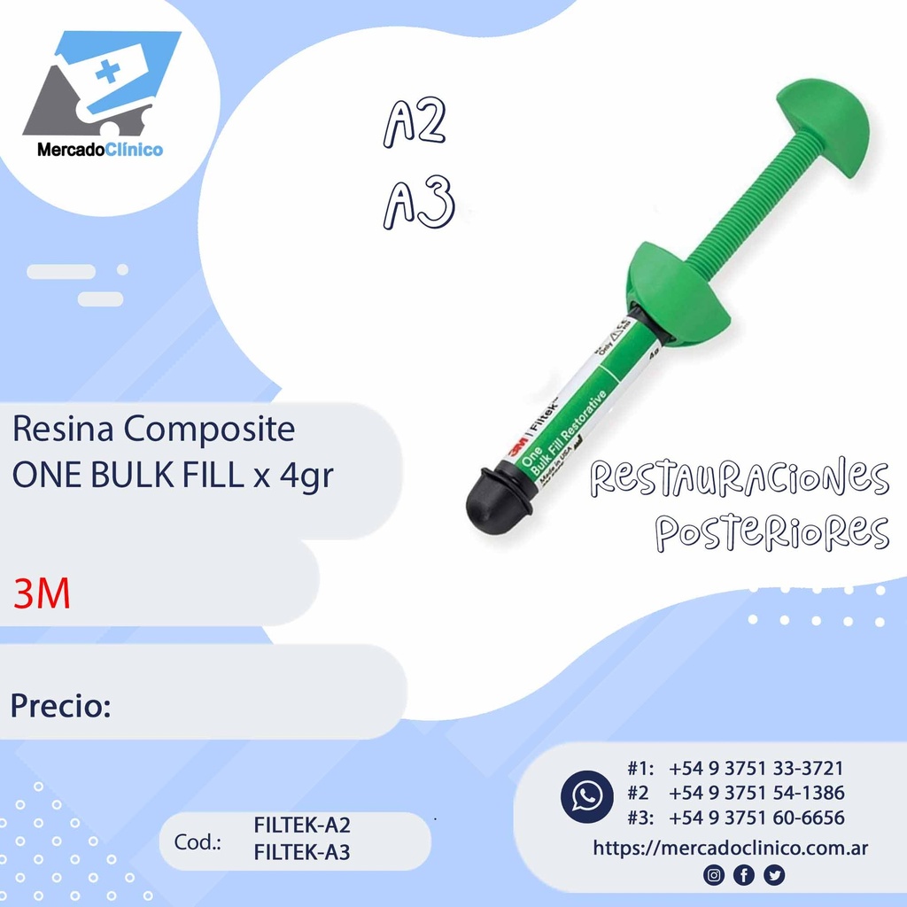 Resina Composite - Filtek - ONE BULK Fill - jeringa 4gr - 3M