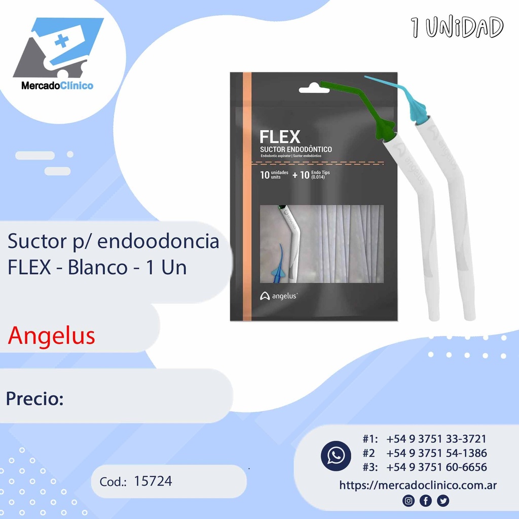 Suctor p/ endoodoncia FLEX - Blanco - 1 Un - ANGELUS