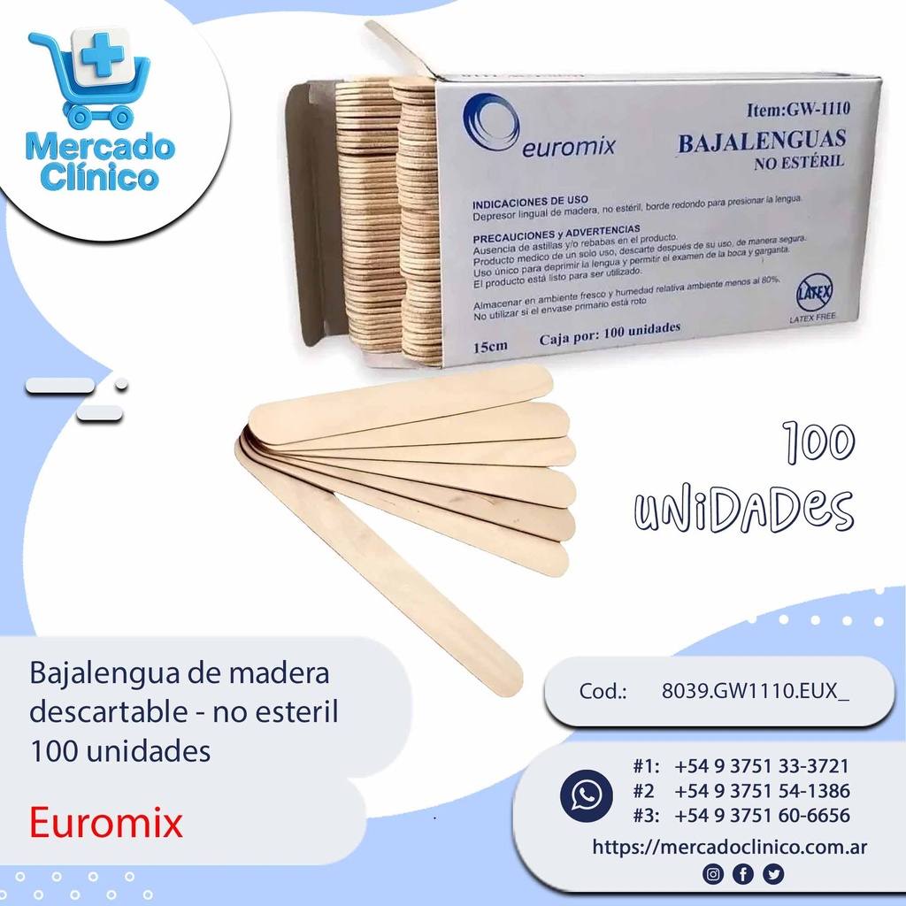 Baja Lengua de madera - no esteril - EUROMIX