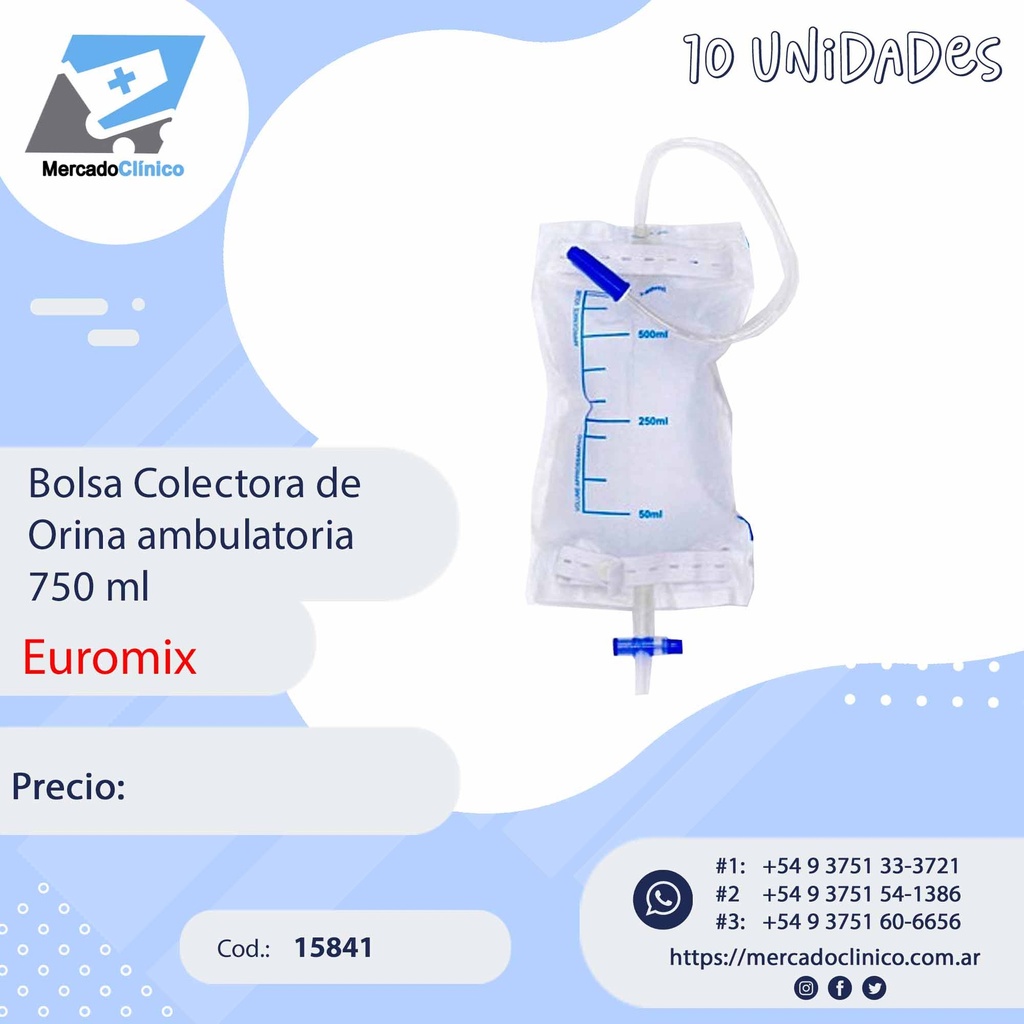 Bolsa Colectora de Orina ambulatoria - 750 ml - EUROMIX