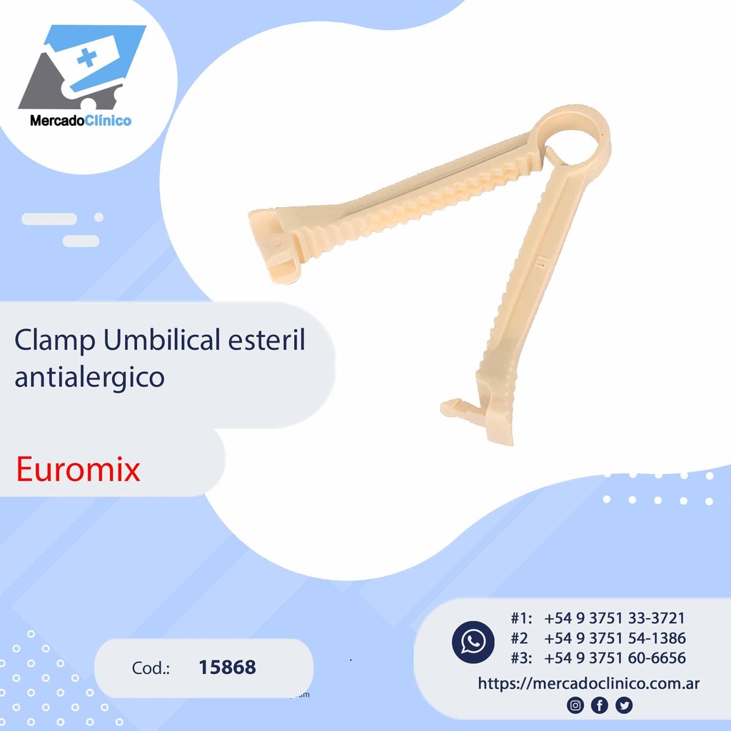 Clamp Umbilical estéril - Antialérgico - EUROMIX
