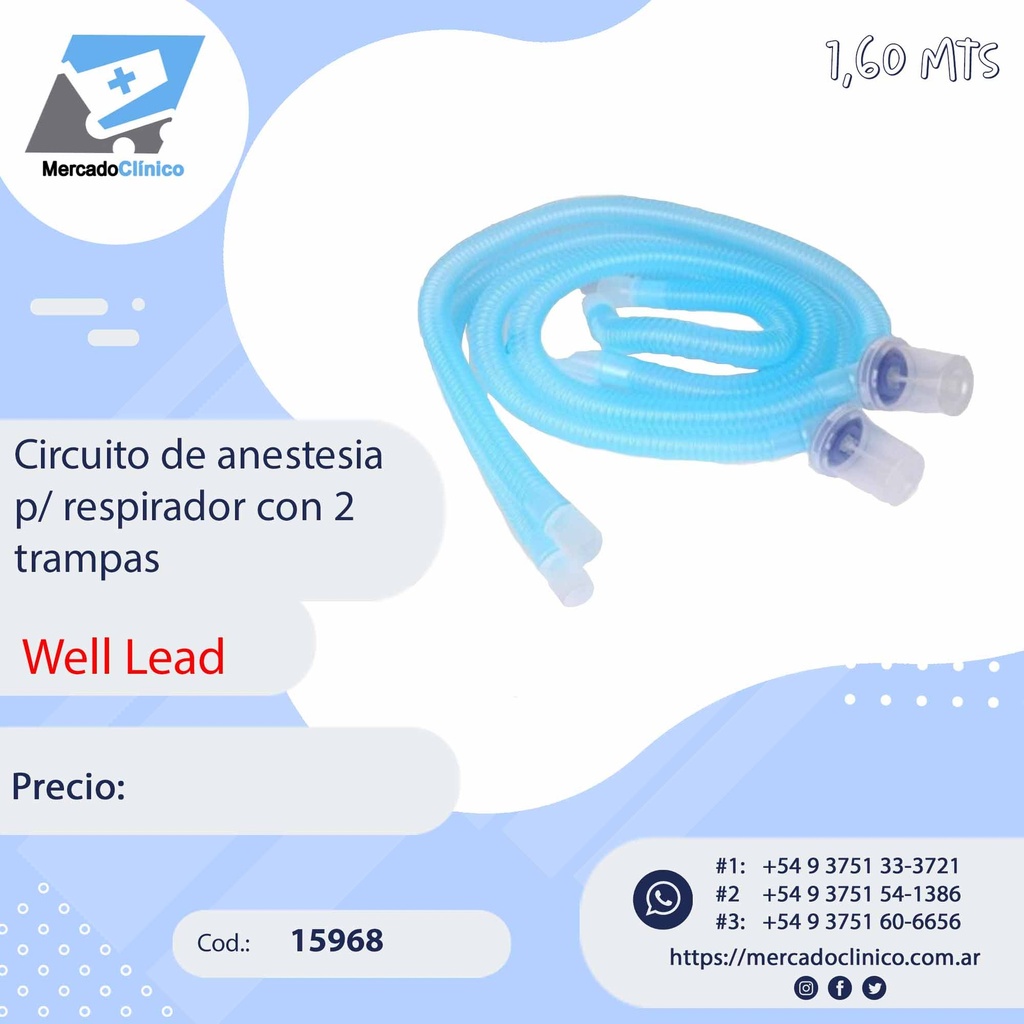Circuito de anestesia p/ respirador con 2 trampas - WELL LEAD
