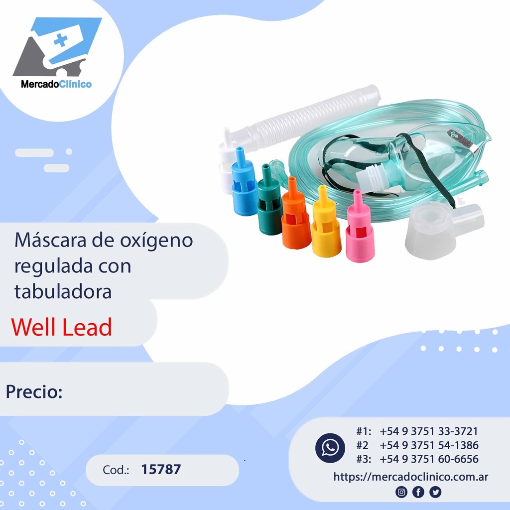 Máscara de oxígeno regulada con tabuladora - WELL LEAD
