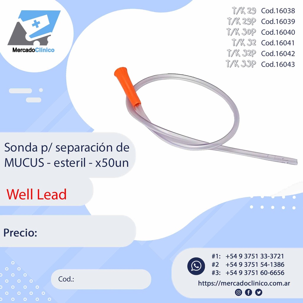 Sonda p/ separación de MUCUS - estéril - x50un - WELL LEAD