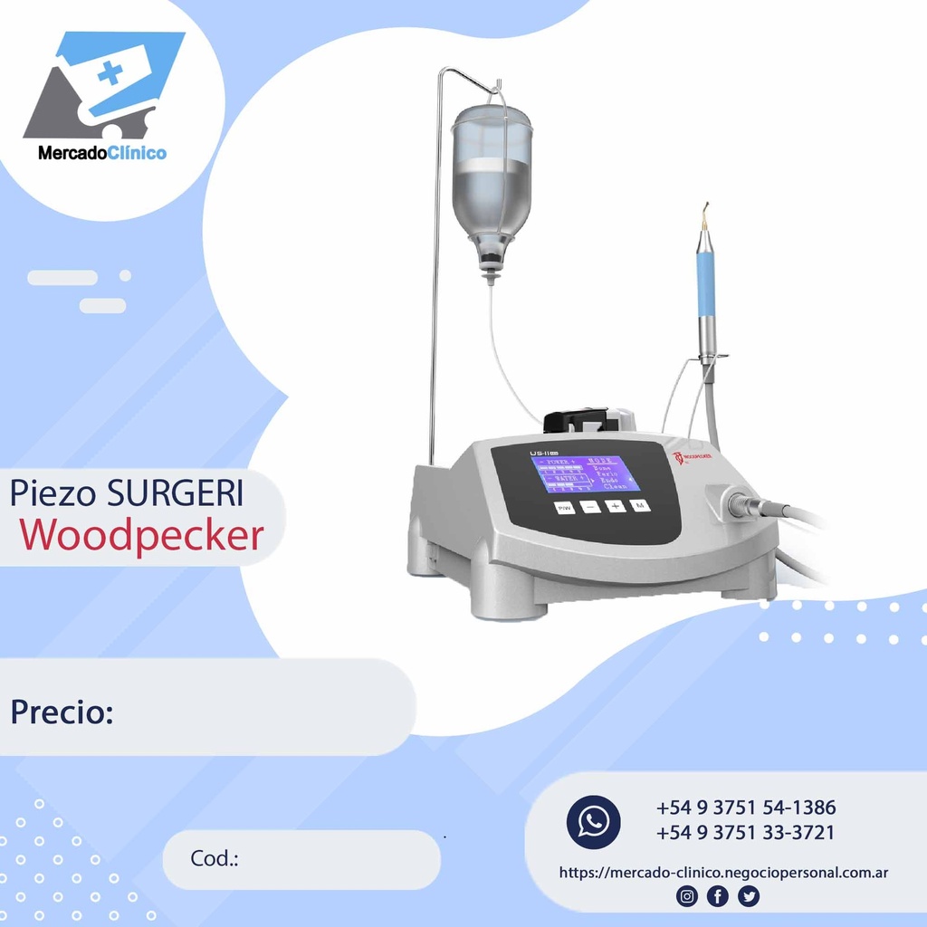 Cavitador eléctrico modelo PIEZO SURGERY - (2 piezas de mano + 14 puntas) - WOODPECKER