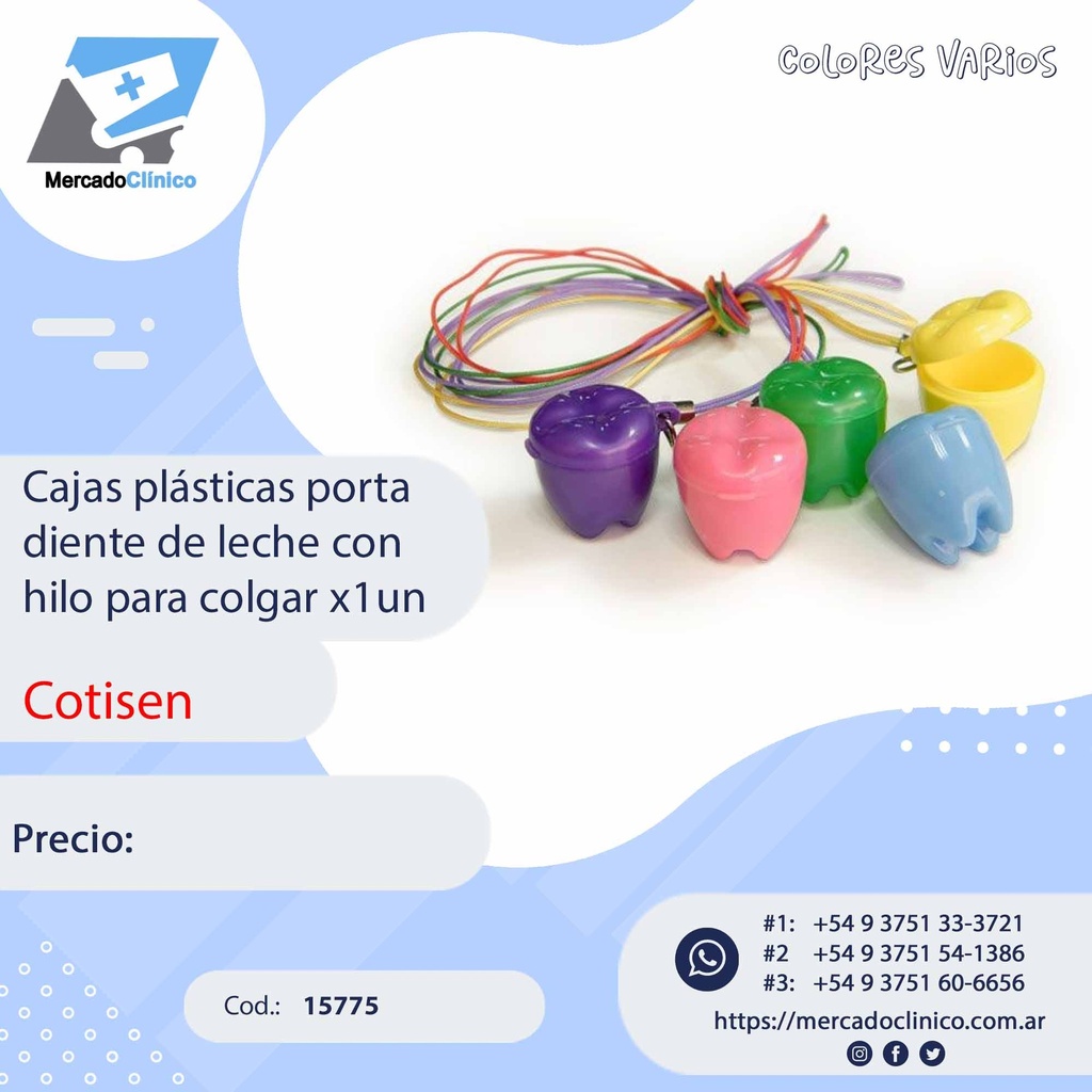 Cajas plásticas porta diente de leche con hilo para colgar x1un - COTISEN