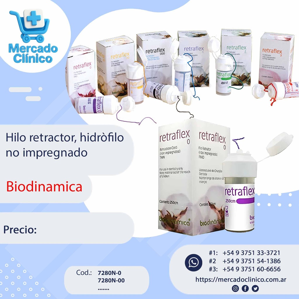 Hilo retractor, hidròfilo no impregnado - BIODINAMICA