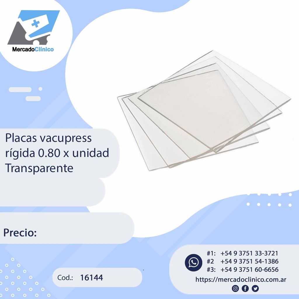 Placas / láminas vacupress rígida 0.80 x unidad Transparente
