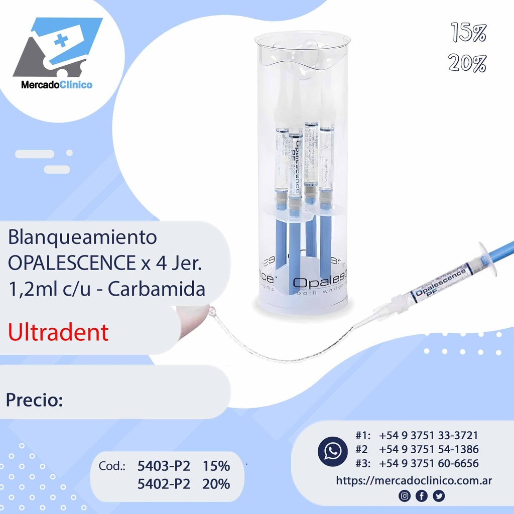 Blanqueador Opalescence - Kit con 4 jeringas CARBAMIDA - ambulatorio - Ultradent