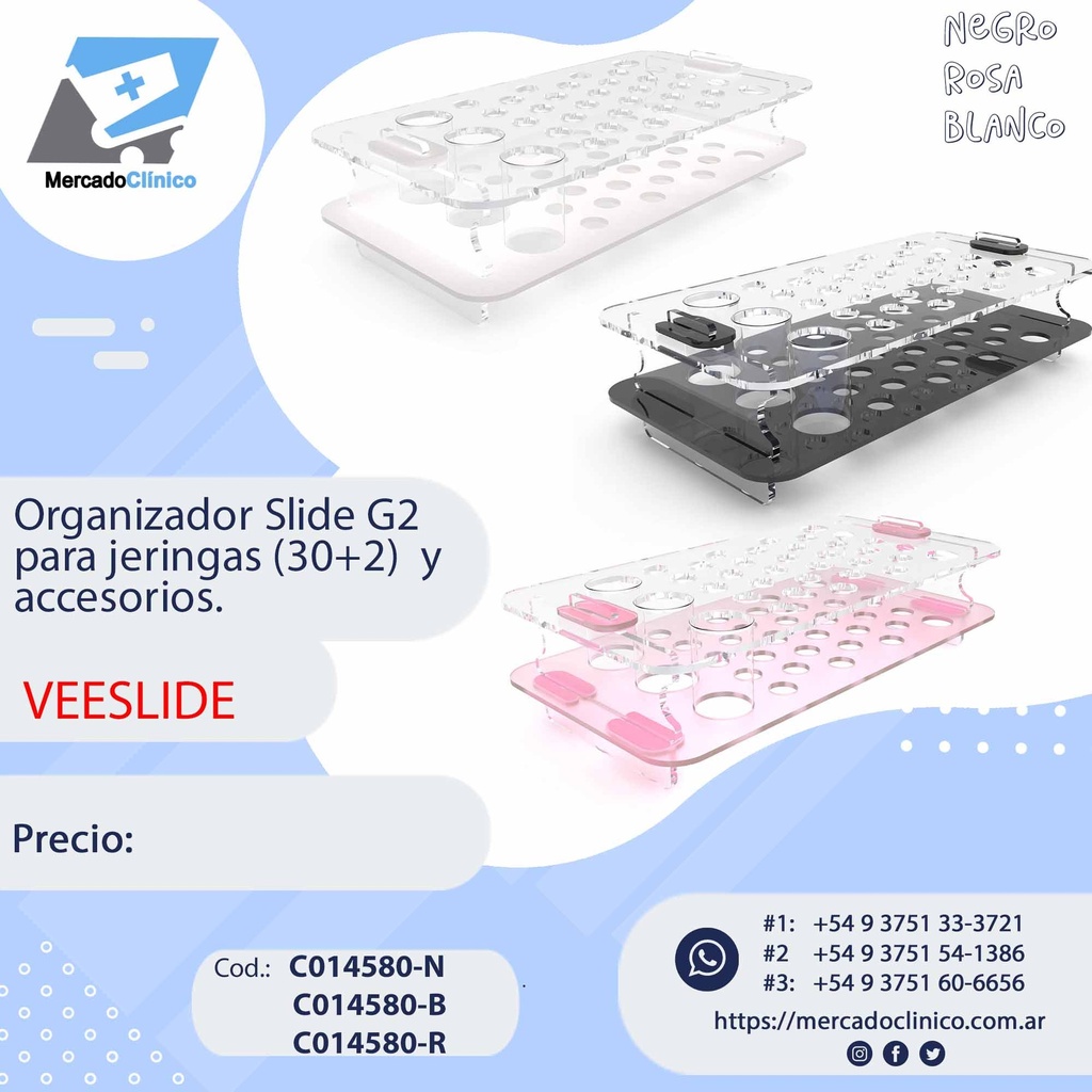 Organizador Slide G2, para jeringas (30+2) y accesorios - VEESLIDE