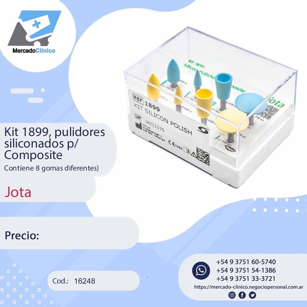 Kit 1899, pulidores siliconados p/ Composite (8formas) - JOTA