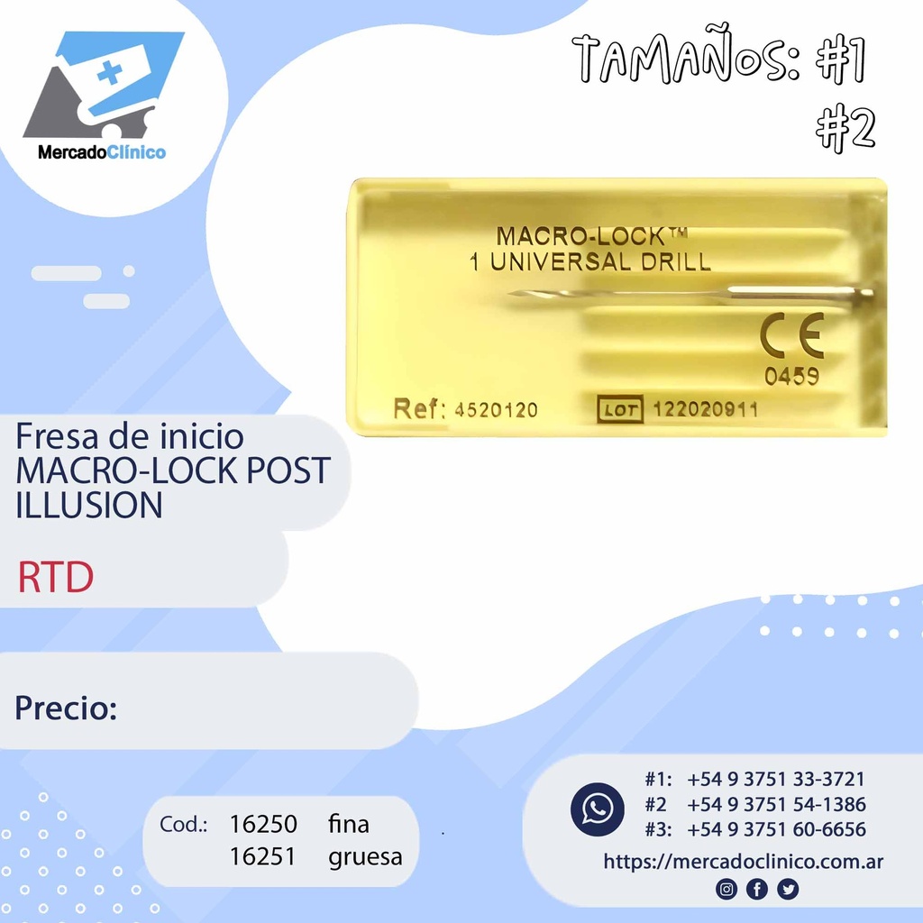 Fresa de inicio #2 (gruesa) MACRO-LOCK POST ILLUSION - RTD