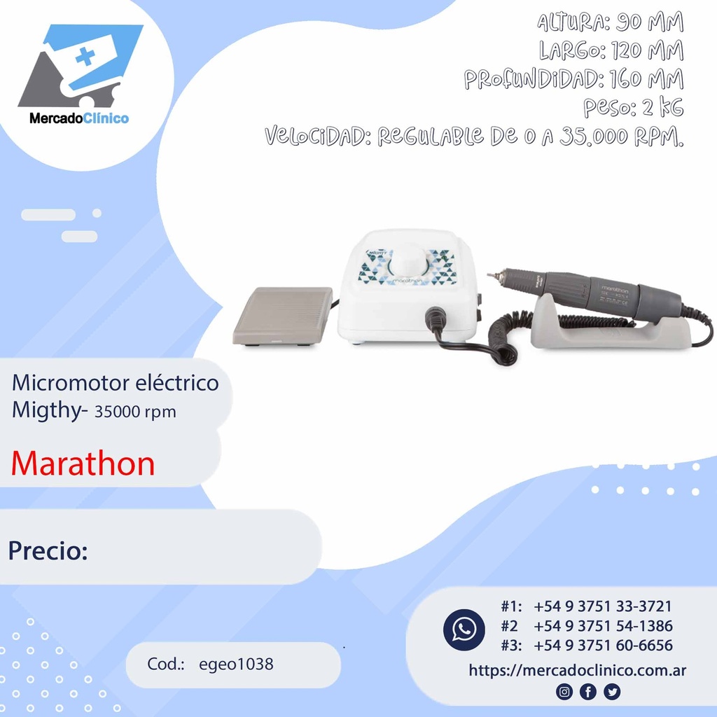 Micromotor eléctrico Migthy- 35000 rpm - MARATHON